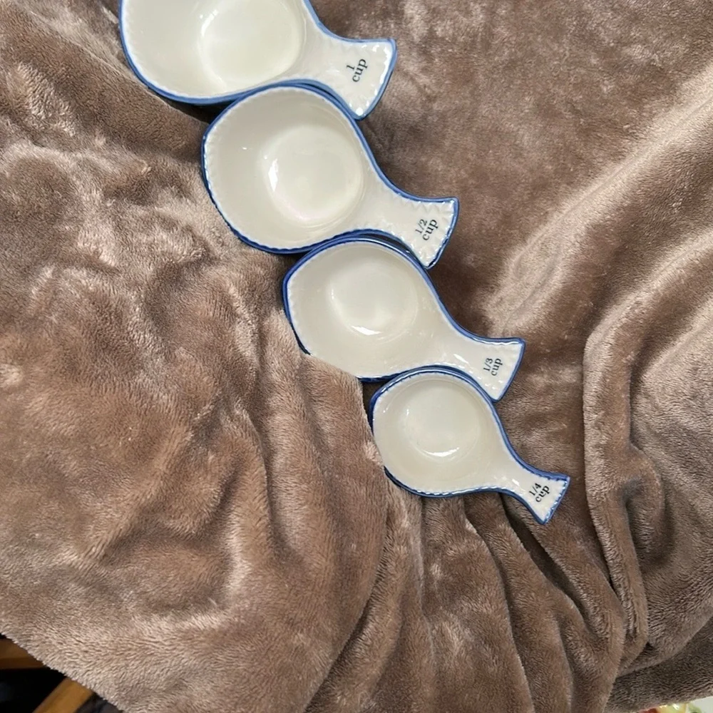 Blue and White Ceramic Measuring Cups
